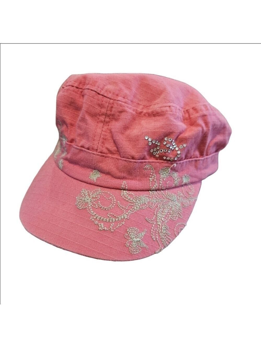 Panama Jack Women's Pink Hat With Floral & Butterfly Embroidery, One Size